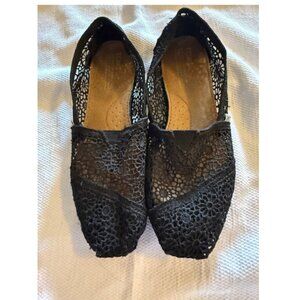 TOMS Black Lace Crocheted Flats Size 9